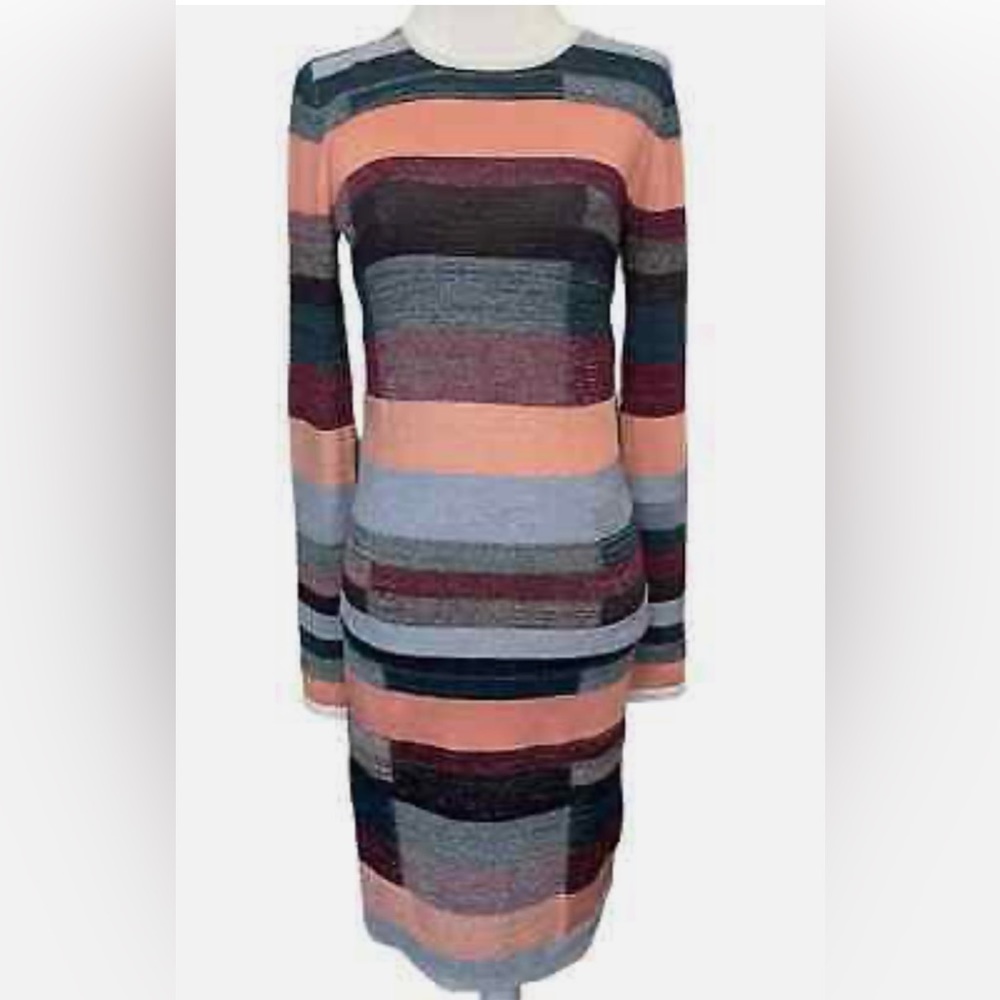 Parker Color Block Striped Metallic Nwot Dress La… - image 1